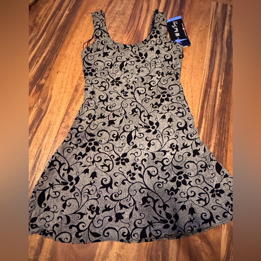 All that Jazz Black and Gold Patterned Mini Dress